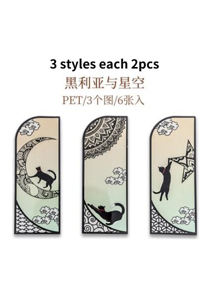 B 6 Adet/takım Iyi Günler Plastik Imleri Siyah Kedi Okuma Kitap Ayracı Scrapbooking Deco Öğretmen Hediyeler Okul Kırtasiye Malzemeleri (Yurt Dışından)