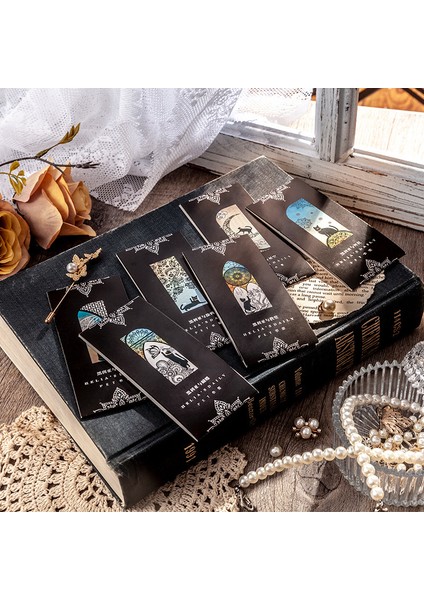 B 6 Adet/takım Iyi Günler Plastik Imleri Siyah Kedi Okuma Kitap Ayracı Scrapbooking Deco Öğretmen Hediyeler Okul Kırtasiye Malzemeleri (Yurt Dışından) modelleri