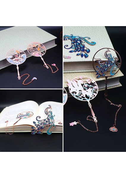 Stil 4 Okul Ofis Malzemeleri Kırtasiye Kolye Püskül Metal Tavuskuşu Grubu Fan Şekli Pirinç Imi Sayfalandırma Mark Kitap Klibi (Yurt Dışından) fırsatları