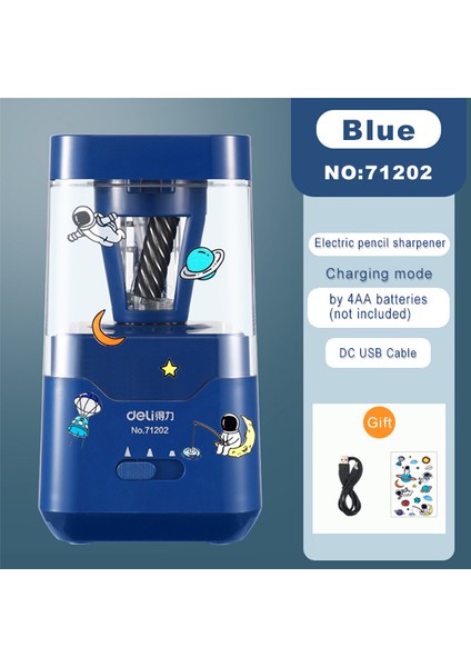 Blue Deli Elektrikli Kalemtıraş Otomatik Çift Güç Mekanik Kalem Bıçak Bileyici Çocuklar Yetişkinler Için Okul Ofis Malzemeleri (Yurt Dışından)