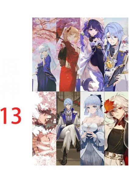 Stil 13 8 Adet Genshin Etki Oyunu Anime Kitap Ayracı Su Geçirmez Şeffaf Pvc Plastik Kitap Ayracı (Yurt Dışından)