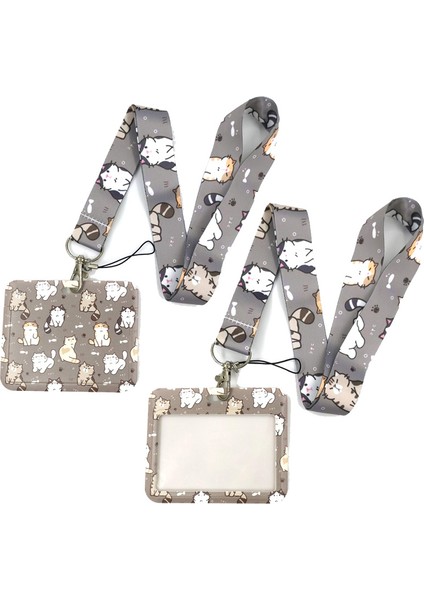 Boyun Askısı Tutucu Gri Güzel Sevimli Kediler Sanat Karikatür Anime Moda Boyunluklar Otobüs Kımlık Adı Çalışma Kartı Tutucu Aksesuarları Süslemeleri Çocuklar Hediyeler (Yurt Dışından)