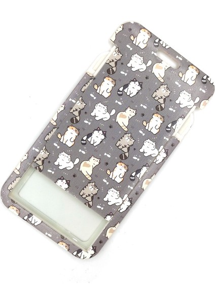 Boyun Askısı Tutucu Gri Güzel Sevimli Kediler Sanat Karikatür Anime Moda Boyunluklar Otobüs Kımlık Adı Çalışma Kartı Tutucu Aksesuarları Süslemeleri Çocuklar Hediyeler (Yurt Dışından) fırsatları