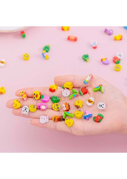 100 Adet Mix Rastgele 100 Adet Mini Kalem Kauçuk Yaratıcı Çocuk Hayvan Meyveli Kek Noel Silgiler Çocuklar Için Kawaii Dekoratif Kırtasiye Ödülleri (Yurt Dışından)