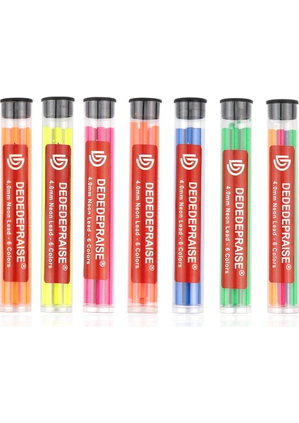 Turuncu-Kırmızı-6 Adet Metal Otomatik/mekanik Kömür Kalem 4.0mm Kalın Renkli Renkli Kalem Dolum/kurşun/çekirdek Neon Kurşun 6 Renk Kroki Silinebilir (Yurt Dışından) modelleri