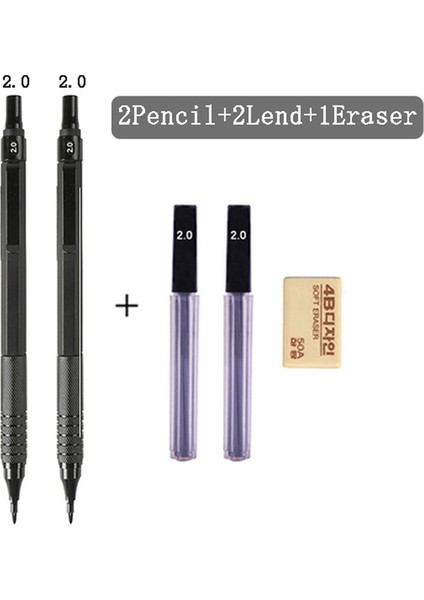 2 Kalem Seti D Mg Düşük Ağırlık Merkezi Mekanik Kurşun Kalem 0.3/0.5/0.7/2.0mm Talepleri Siyah Gümüş Sanat Çizim Kroki Kalem Okul Ofis Kırtasiye (Yurt Dışından)