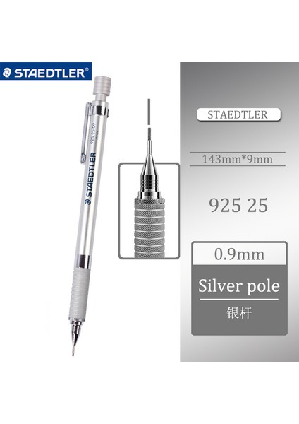 925-25 0.9mm Almanya Staedtler 925 25/35 Metal Çubuk Çizim Otomatik Hareketli Kalem Metal Çubuk Çizim Kalemi 0.3/0.5/0.7/0.9 (Yurt Dışından)