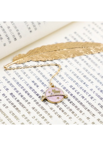 Dal Pembe Kedi 1 Adet Metal Kitap Ayracı Şampanya Altın Tüy Imleri Sevimli Kolye Turuncu Kaktüs Kedi Sayfalandırma Işareti Kırtasiye Ofis Arzı (Yurt Dışından)