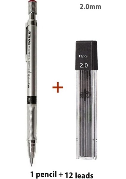 2.0mm Siyah Set C Haile Mekanik Kurşun Kalem Seti Metal Kalem Marker Kurşun Dolumlu 0.3 0.5 0.7 0.9 1.3 2.0mm Hb Çizim, Yazma, Sanat Çizimi Için (Yurt Dışından)