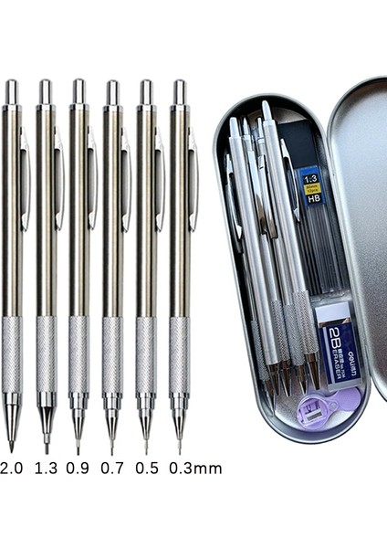 Gösterisi Olarak Set A Yeni 0.3 0.5 0.7 0.9 1.3 2.0mm Metal Mekanik Kurşun Kalem Kutusu Kurşun Silgi Kalemtıraş Seti Öğrenci Boyama Kırtasiye (Yurt Dışından)
