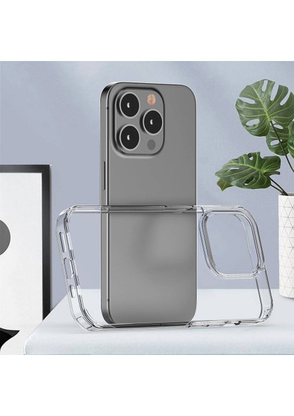 Apple iPhone 15 Pro Max Uyumlu Kılıf Şaffaf Kenarları Yumuşak Silikon Arkası Sert Tpu Kılıf Kapak