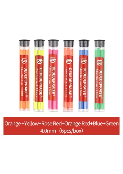 6 Renk Seti Metal Otomatik/mekanik Kömür Kalem 4.0mm Kalın Renkli Renkli Kalem Dolum/kurşun/çekirdek Neon Kurşun 6 Renk Kroki Silinebilir (Yurt Dışından)