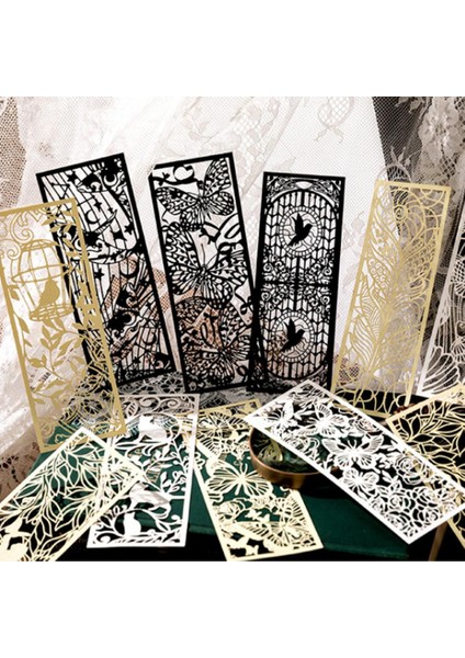 F 3 Adet Vintage Kitap Ayracı Içi Boş Oymalı Tasarım Romantik Kağıt Cucoloris Kelebek Çiçek Tasarım Okuma Imi Günlük Kullanım (Yurt Dışından)
