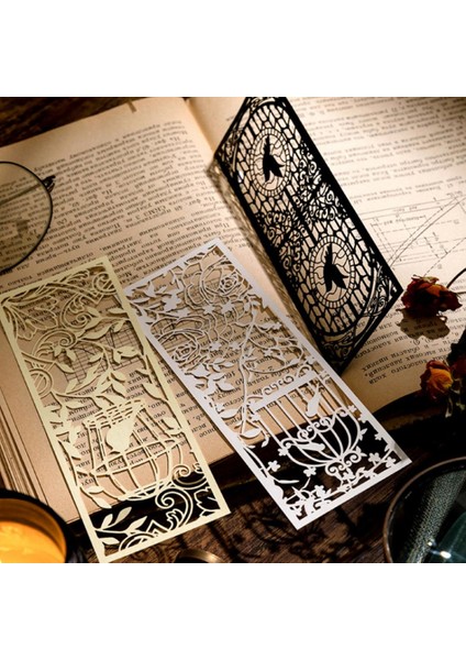 F 3 Adet Vintage Kitap Ayracı Içi Boş Oymalı Tasarım Romantik Kağıt Cucoloris Kelebek Çiçek Tasarım Okuma Imi Günlük Kullanım (Yurt Dışından)