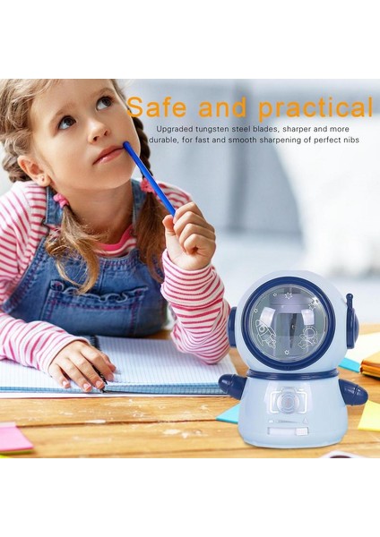 Açık Mavi Kalemtıraşlar Spaceman Elektrikli Kalemtıraş Ağır Hizmet Sevimli Kalemtıraş Tak Çocuklar Için Otomatik Durdurma Kalem (Yurt Dışından) indirimleri