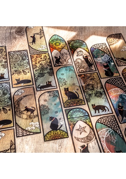 Yeşil 6 Adet/takım Pet Retro Nostaljik Imi Kedi Ay Kelebek Sayfa Işareti Malzemeleri Su Geçirmez Dekoratif Kitaplar Dergisi Albümü Günlüğü (Yurt Dışından)