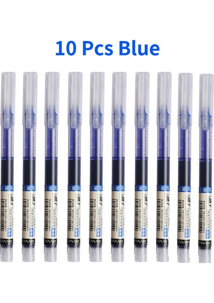 10 Mavi 5/10 Adet Sınav Imza Tükenmez Kalem 0.5mm Siyah Mavi Mürekkep Yüksek Kapasiteli Jel Kalemler Yazma Okul Ofis Kırtasiye Malzemeleri (Yurt Dışından)