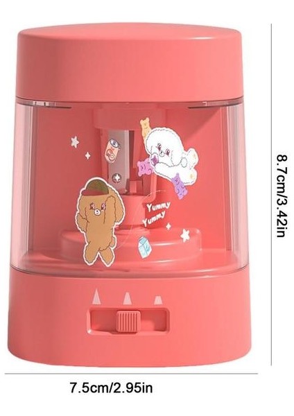 Pembe Elektrikli Kalemtıraş Kalemtıraş Şeffaf Talaş Tepsisi ile Güçlü Duraksız Motor ve Otomatik Durdurma Kalemi (Yurt Dışından)