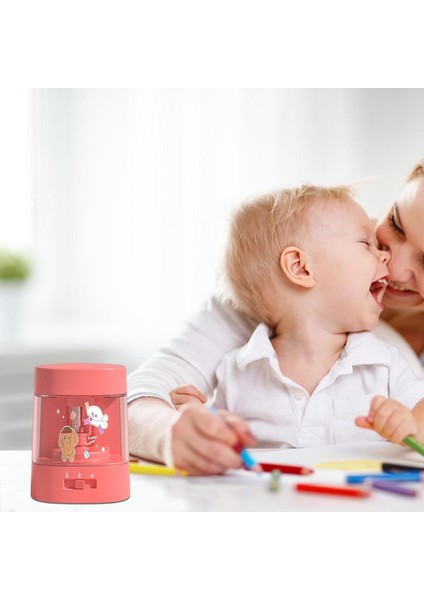 Pembe Elektrikli Kalemtıraş Kalemtıraş Şeffaf Talaş Tepsisi ile Güçlü Duraksız Motor ve Otomatik Durdurma Kalemi (Yurt Dışından) modelleri