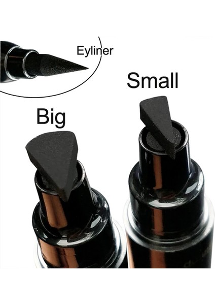 Büyük 2 In1 Kanatlı Damga Likit Eyeliner Kalem Su Geçirmez Hızlı Kuru Siyah Göz Kalemi Eyeliner ile Kozmetik Çift Uçlu Eyeliner (Yurt Dışından)