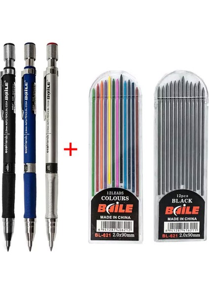 Gümüş Kalem Seti B 2.0 mm Mekanik Kurşun Kalem Seti 2b Otomatik Öğrenci Okul Kalemleri Malzemeleri Ofis Kawaii Kırtasiye Çizim Yazma Sanat Eskiz (Yurt Dışından) modelleri