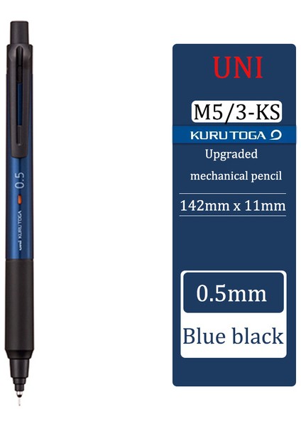 Koyu Mavi 0.5mm Uni Mekanik Kurşun Kalem Kuru Toga Kendi Kendine Dönen Kurşun M3/5-Ks Ofis Aksesuarları 0.3/0.5mm Okul Malzemeleri Kırtasiye Sanat Çizim (Yurt Dışından)