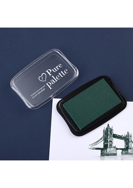 Yeşil 12 Renk Büyük Boy Mürekkep Pedi Vintage Düz Renk Damga Dıy El Sanatları Scrapbooking Kauçuk Ahşap Pullar Inkpads Parmak Boyama (Yurt Dışından)