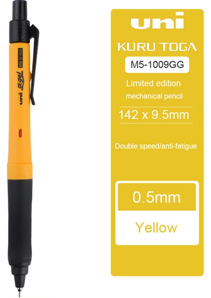 0.5mm Sarı Uni Kawaii Mekanik Kurşun Kalem Okul Kırtasiye Malzemeleri 0.3/0.5mm Çift Modlu Rotasyon Öğrenciler Anti-Kırık Çekirdek Otomatik Kalemler (Yurt Dışından)
