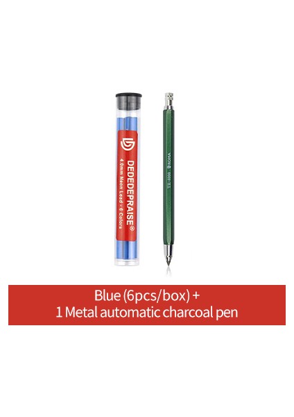 Blue-6pcs-1pen Roma/dededepraıse Metal Otomatik/mekanik Kömür Kalem 4.0mm Kalın Renkli Dolum/kurşun/çekirdek Neon Kurşun 6 Renk Çizim Silinebilir (Yurt Dışından)