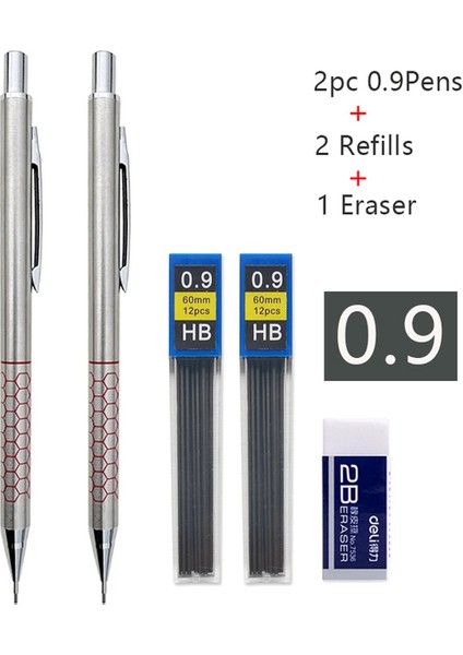 2 Adet 0.9mm Set-D 5 Adet/takım Metal Mekanik Kurşun Kalem 0.3 0.5 0.7 0.9mm Öğrenciler Yazma Sanat Çizim Tasarımı Paslanmaz Çelik Otomatik Kalemler (Yurt Dışından)