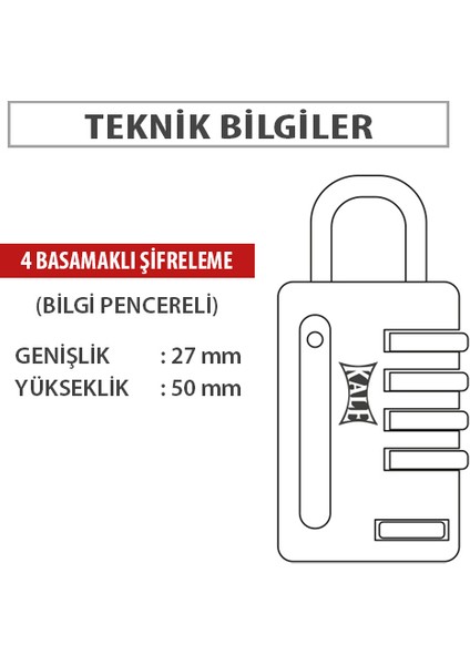 Kale Şifreli Asma Kilit 4 Basamaklı fiyatları