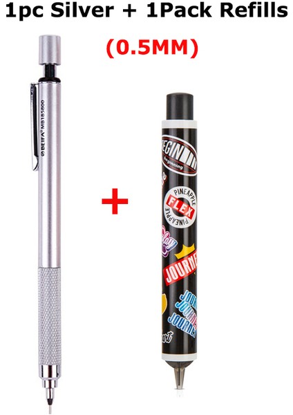 1 Gümüş 1 Kurşun 0.5 mm Beifa Metal Mekanik Kurşun Kalem Japon 0.5/0.7 mm Hb Kalem Kurşun Lapices Çizim Için Düşük Yerçekimi Merkezi Okul Sanatı Için Yazma (Yurt Dışından)