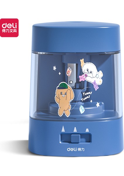 68658A Mavi Deli Elektrikli Kalemtıraş Dayanıklı Renkli Kalem Bileme 3 Vitesli Ayarlanabilir Doldurulabilir Kalemtıraş (Yurt Dışından)