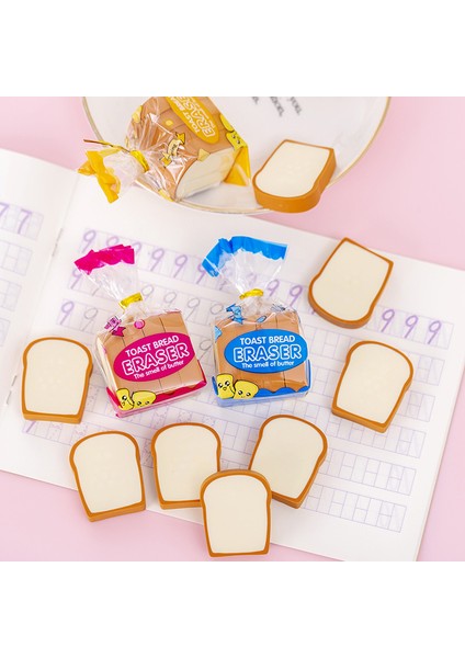 Renk Rastgele 4 Adet Yeni Sevimli Tost Ekmeği Silgi Nefis Yaratıcı Silgi Noel Doğum Günü Hediyesi Ödül Öğrenciler Yaratıcı Kırtasiye Malzemeleri (Yurt Dışından)