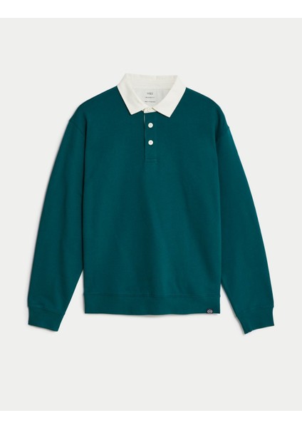 Marks & Spencer Saf Pamuklu Relaxed Fit Sweatshirt