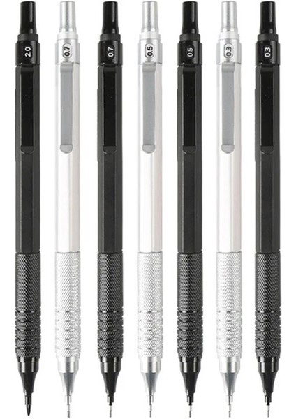 0.7mm Siyah Kutu ile 0.3 0.5 0.7 2.0mm Sanat Çizim Otomatik Kalemler Düşük Ağırlık Merkezi Geri Çekilebilir Uç Metal Kalem Ofis Okul Hediye Kutusu Set (Yurt Dışından) fiyatları