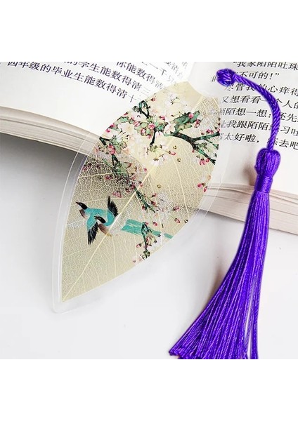 L Çin Tarzı Yaprak Damar Okuma Imleri Yaratıcı Kitap Sayfası Işaretleyici Kırtasiye Malzemeleri Renk Bookmar (Yurt Dışından)