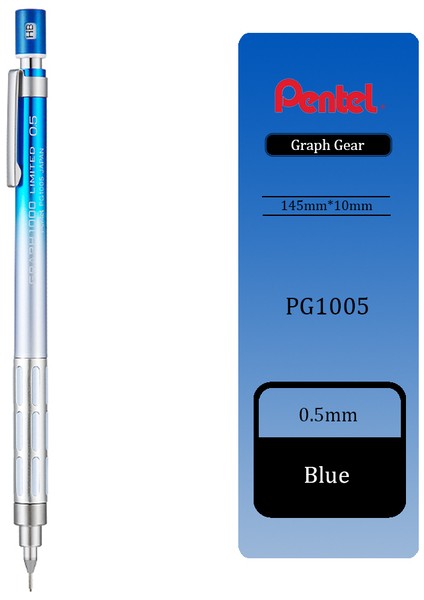 Mavi Pentel GRAPH1000 Çizim Otomatik Kalem PG1005 Degrade Renk Sınırlı 0.5mm Öğrenci Metal Düşük Merkezi Yerçekimi Boyama Kroki (Yurt Dışından)