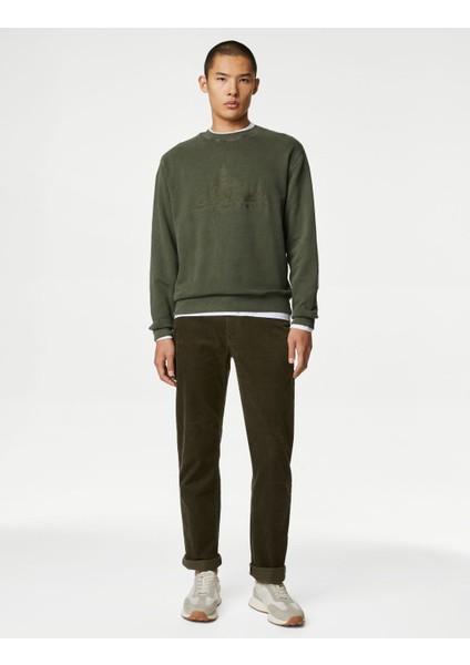 Marks & Spencer Saf Pamuklu Yuvarlak Yaka Sweatshirt