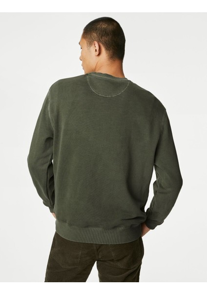 Marks & Spencer Saf Pamuklu Yuvarlak Yaka Sweatshirt