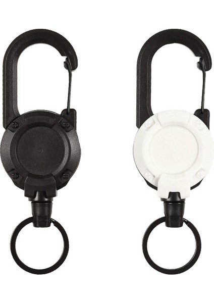 Siyah Açık Ağır Hizmet Geri Çekilebilir Anahtarlık Geri Çekilebilir Kart Sahipleri Uzatılabilir Anahtarlık Çelik Tel Halat Uzatılabilir Anahtar Kordon (Yurt Dışından)