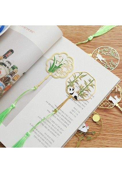 OSS24857SQ4 12 Stilleri Çin Tarzı Antika Fan Pirinç Imi Hayvanlar Panda Tavşan Serisi Sevimli Kolye Hediye ile Metal Kitap Klibi Oymak (Yurt Dışından) indirimleri