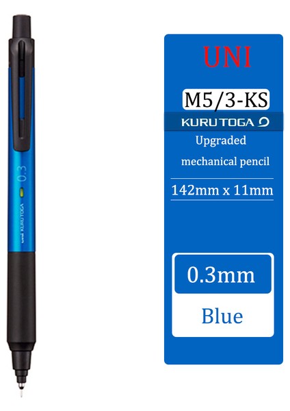 Mavi 0.3mm Uni Mekanik Kurşun Kalem Kuru Toga Kendi Kendine Dönen Kurşun M3/5-Ks Ofis Aksesuarları 0.3/0.5mm Okul Malzemeleri Kırtasiye Sanat Çizim (Yurt Dışından)