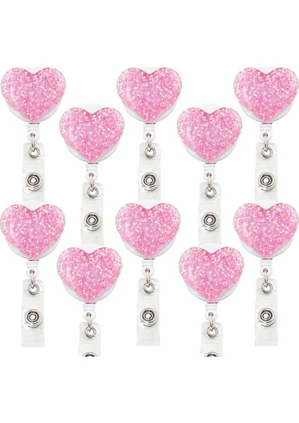 10LIGHTPINK Idclip 10 Adet Bling Aşk Kalp Geri Çekilebilir Rozet Tutucu Rozet Klipleri Hemşire Kımlık Rozeti Makarası ile Timsah Klip (Yurt Dışından) fiyatları