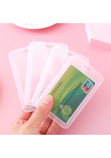 Beyaz 5 Adet/takım Dikey Şeffaf Kart Tutucu Uygun Sert Plastik Kımlık Etiketi Rozeti Tutucu Geçiş Çalışma Kartı Kılıfı (Yurt Dışından)