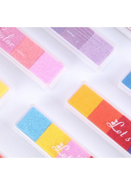 Stil 3 Renkli Inkpad Toksik Olmayan Degrade Renkli Mürekkep Pedi Inkpad Lastik Damga Yağ Bazlı Parmak Izi Güzel Çocuk Oyuncakları Lastik Damga (Yurt Dışından) fiyatları