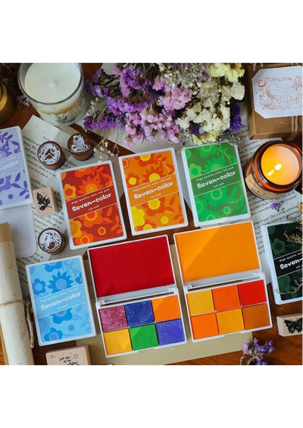 Turuncu 8 Stil Inkpad Mürekkep Damga Pedi Renkli Karikatür Zanaat Mürekkep Pedi Seti Dıy Komik Çalışma Parmak Izi Scrapbooking Aksesuarları (Yurt Dışından) fiyatları