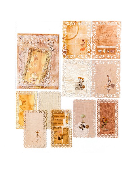 F Yoofun 10 Adet/grup Vintage Köri Dantel Bloknot Malzeme Kağıt Önemsiz Dergisi Scrapbooking Kartları Retro Arka Plan Dekorasyon Kağıdı (Yurt Dışından)