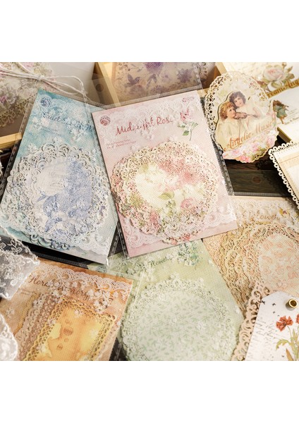F Yoofun 10 Adet/grup Vintage Köri Dantel Bloknot Malzeme Kağıt Önemsiz Dergisi Scrapbooking Kartları Retro Arka Plan Dekorasyon Kağıdı (Yurt Dışından)