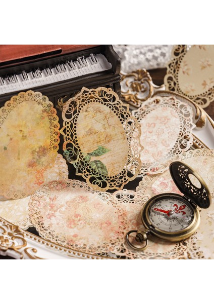 F Yoofun 10 Adet/grup Vintage Köri Dantel Bloknot Malzeme Kağıt Önemsiz Dergisi Scrapbooking Kartları Retro Arka Plan Dekorasyon Kağıdı (Yurt Dışından)